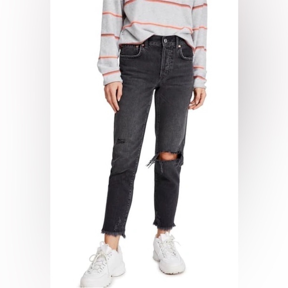 Free People GOOD TIMES RELAXED STRAIGHT-LEG JEANS IN BLACK